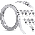 Hoses Clamps, Clamps Worm, Worm Clamps Stainless Steel, Large Hose Clamp Worm Drive Hose Clamps Adjustable Pipe Hose Clamp for Intercooler, Pipe, Plumbing, Tube and Fuel Line (9 Pieces,11.5 Feet).