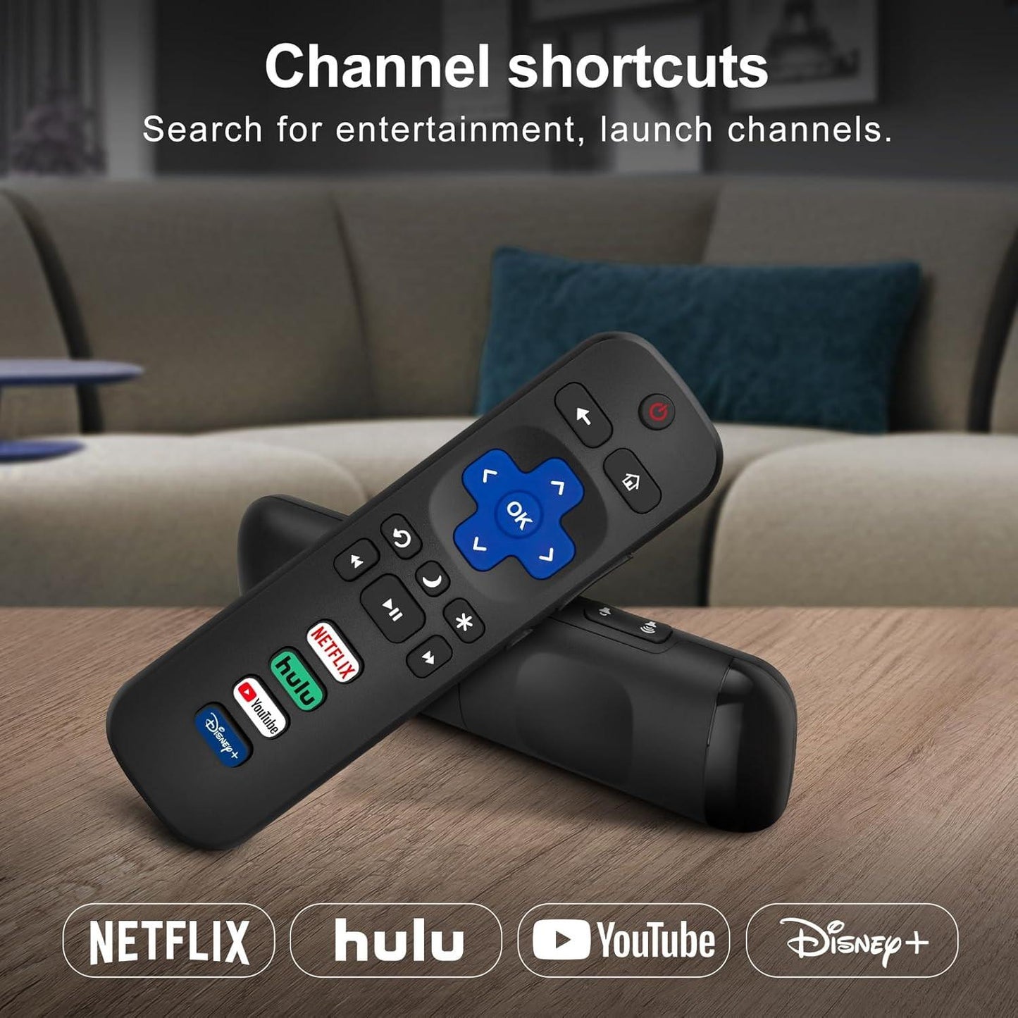 (Pack of 4) 2 Pack Replaced Remote Control only for Roku TV, 2 Pack Remote Control Cover for Roku Remote.