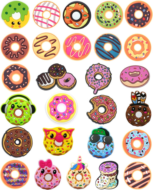 Donuts Shoe Charms fits for Clog Shoes Decoration, Sweet Cake Pins for Shoe & Bracelet Wristband Party Gifts.
