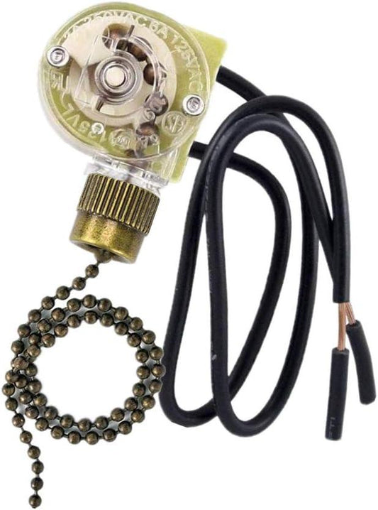 Ceiling Fan Light Switch Zing Ear Pull Chain Switch ZE-109 Fan Light Switch, On-Off Speed with Pull Chain Compatible with Ceiling Light Fans, Lamps and Wall Lights.(Bronze).