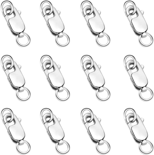 925 Sterling Silver Lobster Claw Clasp 12pcs with Closed Jump Rings, Small Connector with Jump Ring for Necklaces Jewelry Bracelet Making Supplies Lobster Claw Clasp (0.39 x 0.16 inch).