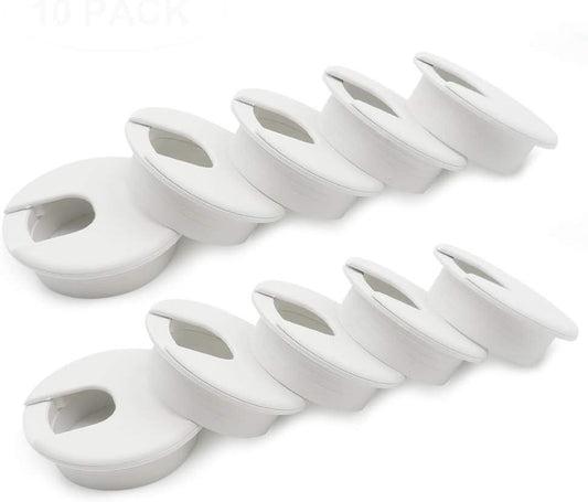 2" Desk Grommet(10 Pack), Wire Cable Hole Cover Plastic Wire Organizers for Office PC Computer Desk Cord Management (White).