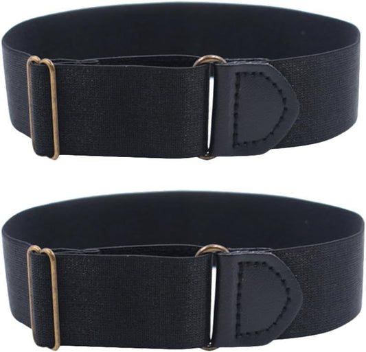 2pcs Sleeve Garters Non Slip Shirt Sleeve Holders Armband for Women Men (Black)