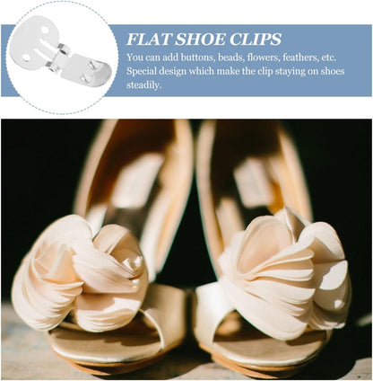 10pcs Shoe Clips for Diy Crafts: Stainless Steel Flat Blank Shoe Embellishments for Decoration Silver (1.25 X 0.78 Inch)