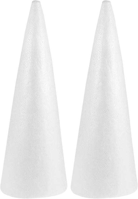 2pcs Foam Cones Christmas Tree Cones for DIY Modeling Craft Floral Arranging Supplies (38x13.5cm)