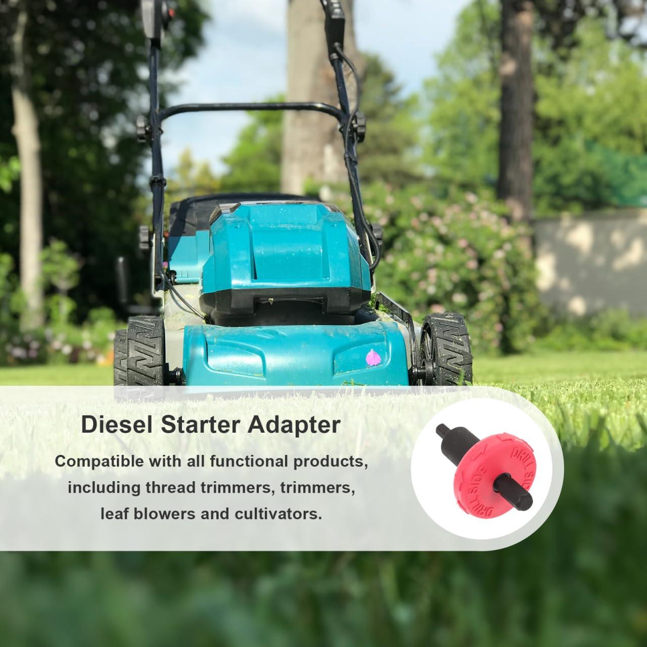 Alloy Steel Mower Starter Adapter, Electric Drill Attachment for Starting Lawn Mower, Red, 1.49 * 1.49 * 2.59inch, Compatible with Trimmers, Blowers, Cultivators.