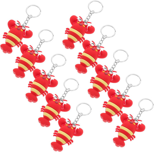 10pcs Simulation Sea Animals Keychains Cute Cartoon Lobster Key Pendant Decor for Bags Backpacks and Phones Fun Party Favors for Boys.