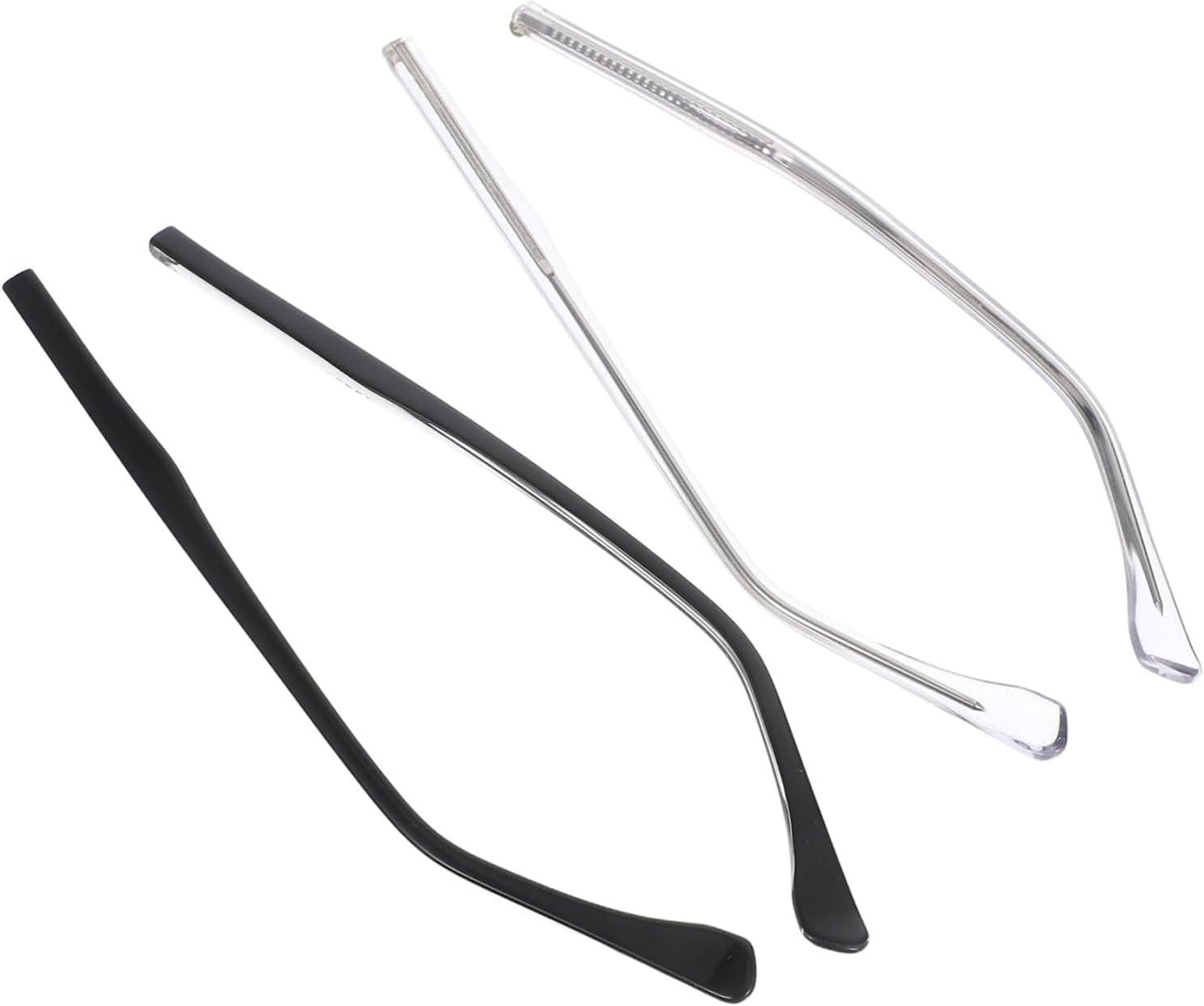 2 Sets Eyeglass Replacement Temples with Nose Pads Fit Glasses Repair Kit Includes Screws Washers Screwdriver of Durable Transparent Arms for Eyewear.