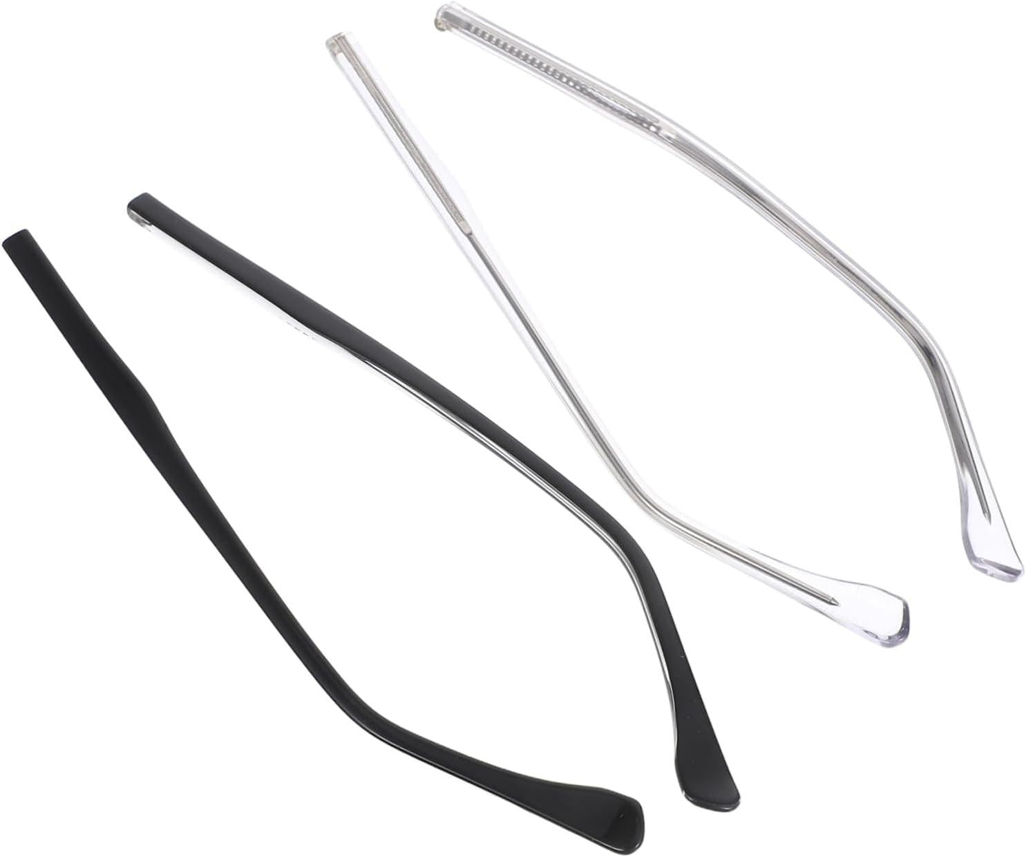 2 Sets Eyeglass Replacement Temples with Nose Pads Fit Glasses Repair Kit Includes Screws Washers Screwdriver of Durable Transparent Arms for Eyewear.