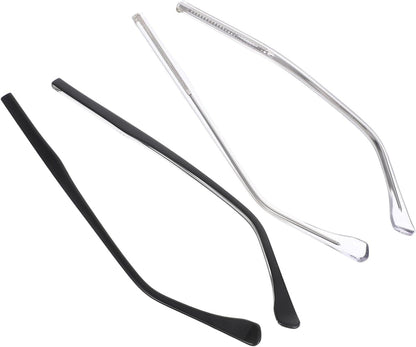 2 Sets Eyeglass Replacement Temples with Nose Pads Fit Glasses Repair Kit Includes Screws Washers Screwdriver of Durable Transparent Arms for Eyewear.