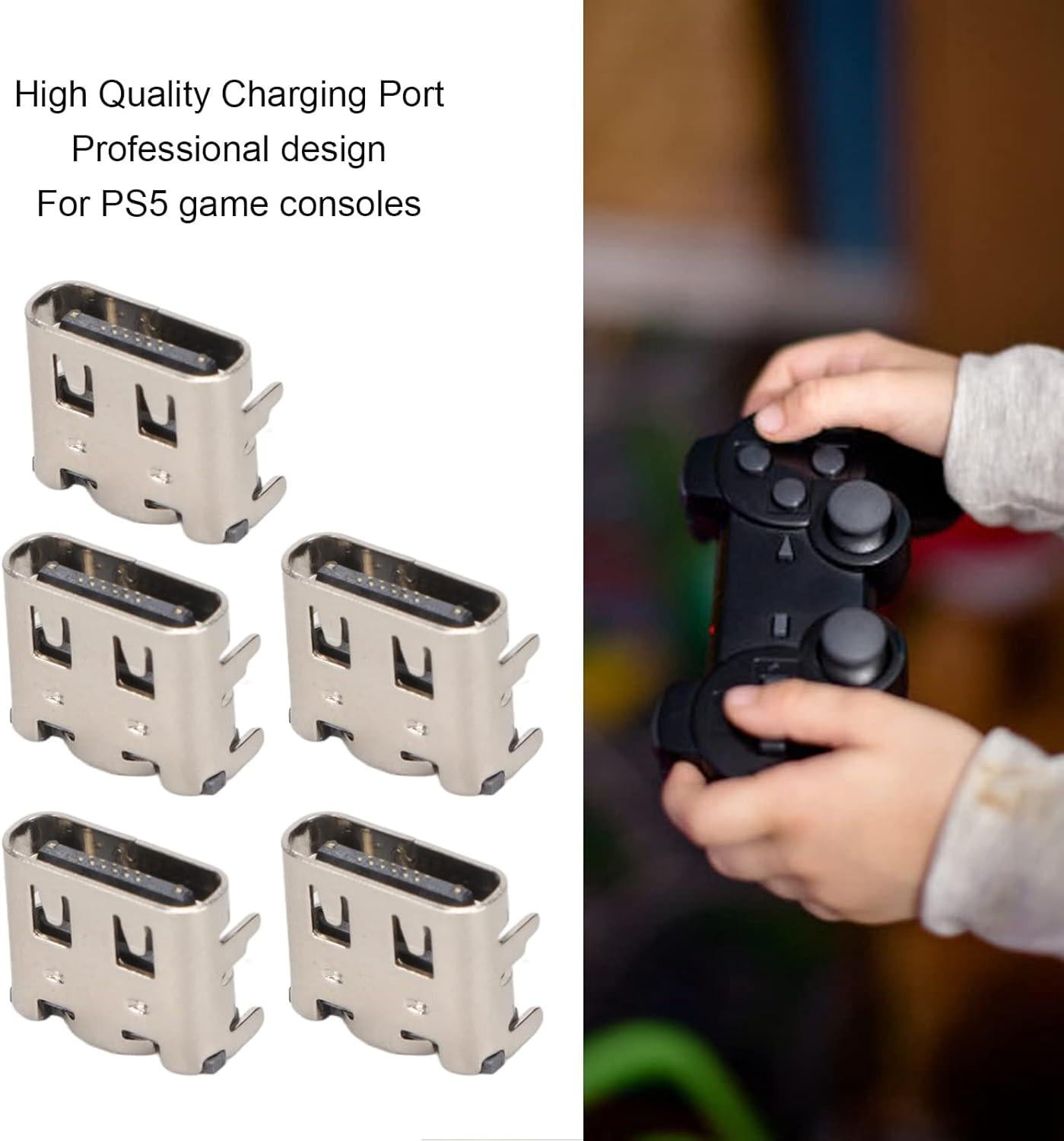 5pcs Type C Charging Port for, Replacement Controller USB C Charging Socket, Standard Type C Interface.
