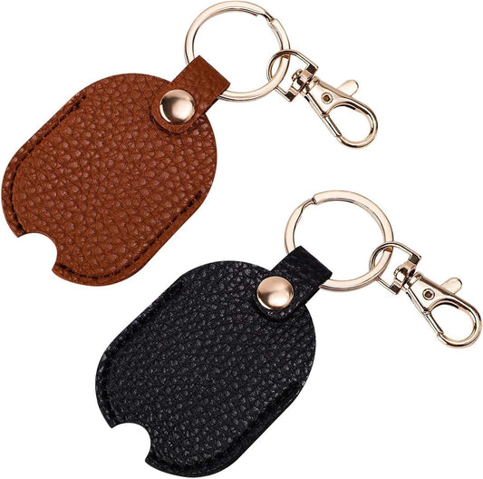 2pcs Leather Car Key Sleeve for Broken Car Key, Vintage Broken Car Key Loop Holder Replacement Pu Leather Keychain Protector with Iron Key Ring Auto Key Cover for Men and Women.