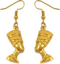 Egyptian Queen Ear Hoop Earrings - Ethnic Women Nefertiti Larger Earrings Vintage Pattern Unique Country Flag Hip Hop Piercing Drop for Ladies, Gold