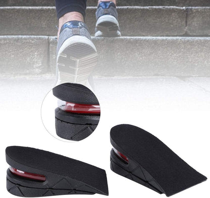 2in Height Increasing Insoles for Men Women, 2 Layer Adjustable Air Cushion Massage Shock Relief Comfortable Feet for Sports Shoes Boots (Black)