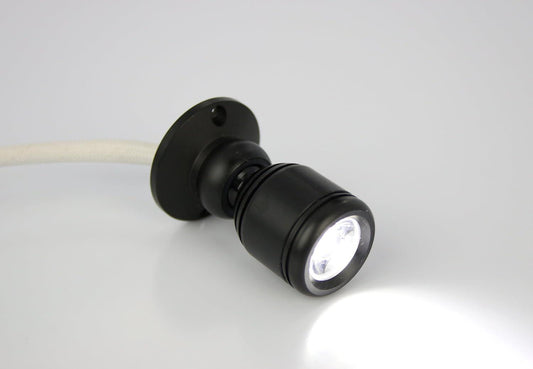 Micro Pivoting LED Spotlight - 1 Watt High Power LED Lamp - Tiny Size, Cool White LED, 12 to 28VDC.