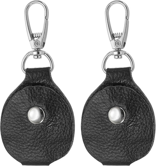 Leather Key Fob, Genuine Leather Keys Cover Portable Key Fob Air Tag Holder for Office Car Keys ID Key Cards