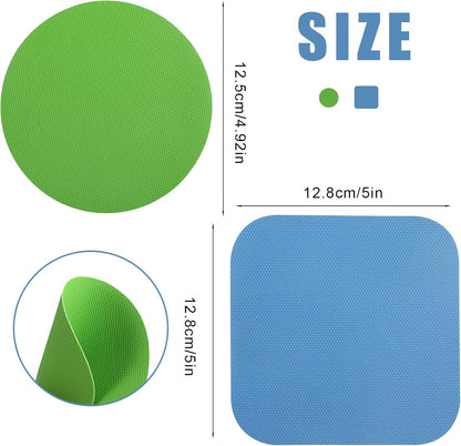 4pcs Jar Opener, Rubber, Multi-function Silicone Bottle Opener for Seniors with Arthritis Weak Hands Lid Cap Gripper Pads Kitchen Coasters Gadgets(Light Blue, Green)