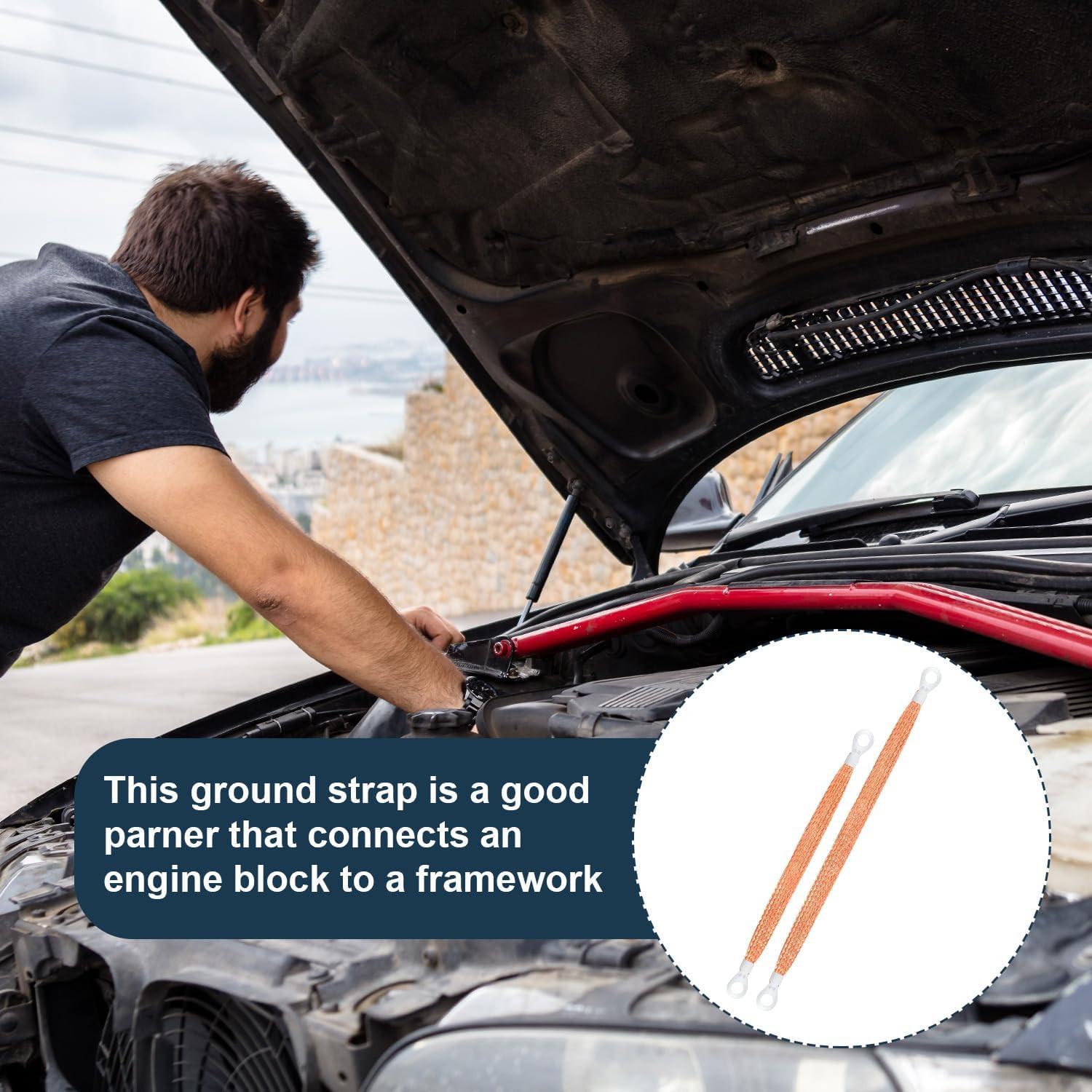 10pcs Universal Automotive Ground Straps, 10/12 inch Engine Ground Strap Kit Braided Copper Ground Straps Automotive Ground Strap Wire Ground Strap Connectors for Most Cars (Copper).