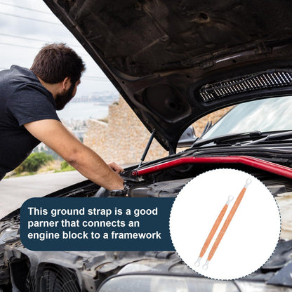 10pcs Universal Automotive Ground Straps, 10/12 inch Engine Ground Strap Kit Braided Copper Ground Straps Automotive Ground Strap Wire Ground Strap Connectors for Most Cars (Copper).