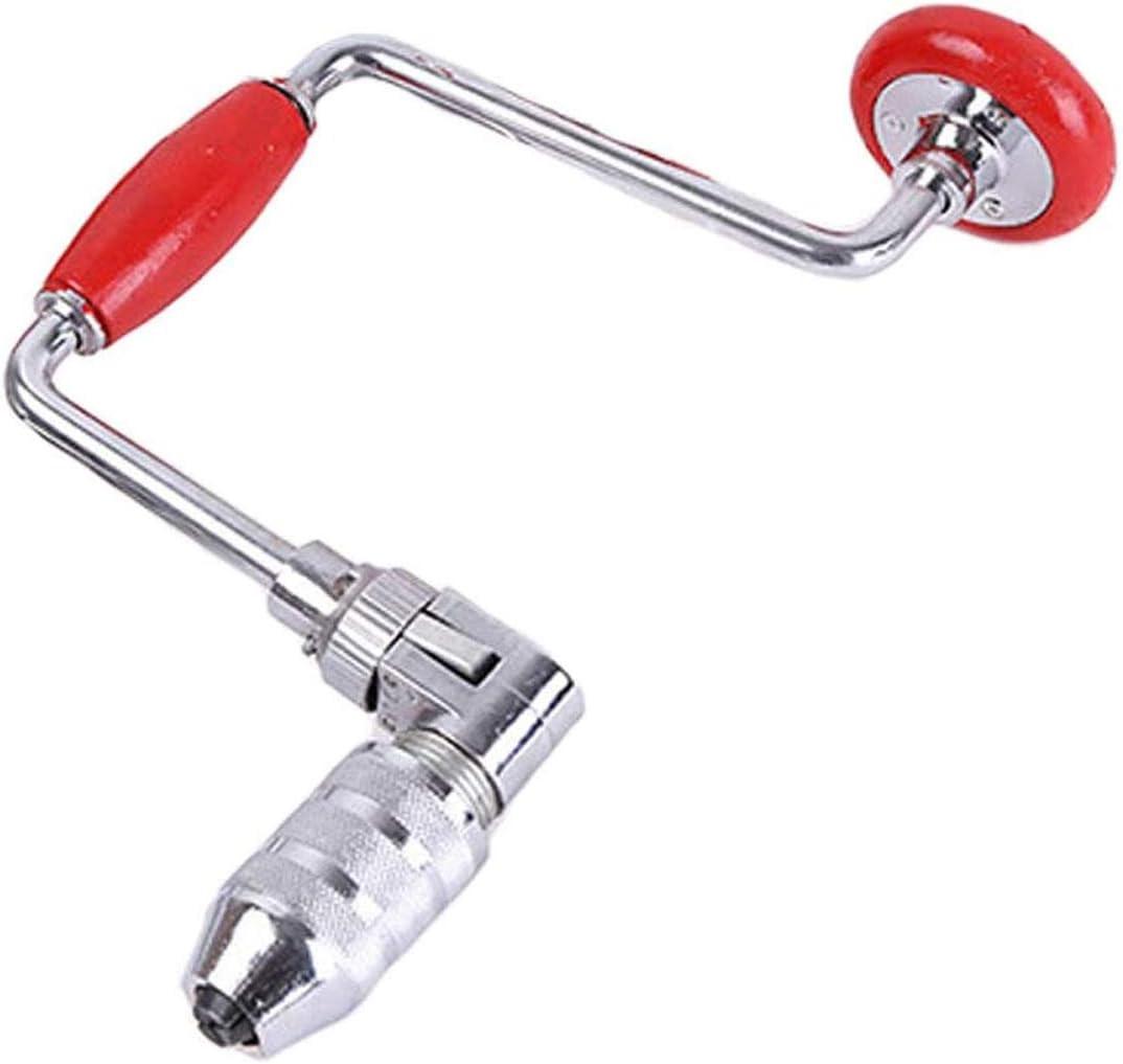 Swing Bit Brace with 4 Jaw Chuck, Hand Drill Manual Hand Crank Drill with A Bit,Carpenters Brace for Wood Plastic Acrylic, Woodworking Hole Punch Tool,10inch.