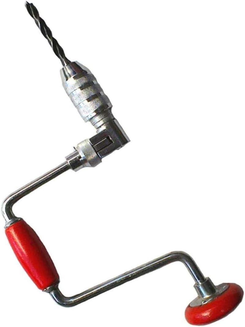 Swing Bit Brace with 4 Jaw Chuck, Hand Drill Manual Hand Crank Drill with A Bit,Carpenters Brace for Wood Plastic Acrylic, Woodworking Hole Punch Tool,10inch.