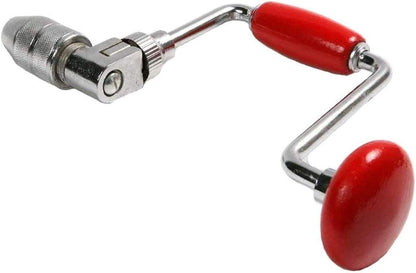 Swing Bit Brace with 4 Jaw Chuck, Hand Drill Manual Hand Crank Drill with A Bit,Carpenters Brace for Wood Plastic Acrylic, Woodworking Hole Punch Tool,10inch.