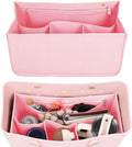 Rubber Beach Bag Organizer Compatible with Bogg Bag/Simply Southern Tote, Tote Organizer Insert Felt Bag Organizer Insert with 7 Pockets, Only for Bogg Bag XL Size (Pink)
