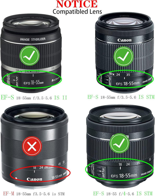 58mm Lens Cap Cover for Canon EF-S 18-55mm f/3.5-5.6 IS II/STM/f/4-5.6 IS STM Lens,Compatible for EOS Rebel T7 T6 T5 T8i T7i T6s T6i T5i T4i T3i T2i T1i SL3 SL2 SL1 4000D &More 58mm Filter Thread.