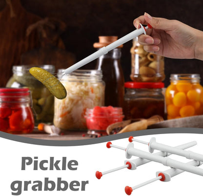 6Pcs Pickle Grabber Tool, Pickle Picker Deluxe Pickle Pincher with Ice Tongs, Stainless Steel l and Plastic Pickle Grabber Tool Olive Pepper Grabber for Kitchen Food