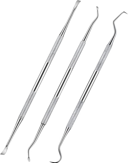 3 Pieces Dog Dental Tooth Scaler and Scraper Stainless Double Headed Tarter Removing Tool Scraper Pet Teeth Cleaning Tools for Dog and Cat (Silver)