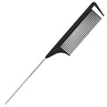 Hair Comb, Rat Tail Comb for Braiding Hair, Fine Tooth Hair Comb with Stainless Steel Pintail for Sectioning, Parting and Styling - Black