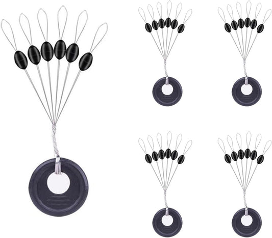 240 Pieces Middle-Sized Fishing Rubber Bobber Beads Stoppers 6 in 1 Black Float Sinker Stops.