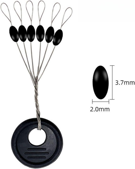240 Pieces Middle-Sized Fishing Rubber Bobber Beads Stoppers 6 in 1 Black Float Sinker Stops.