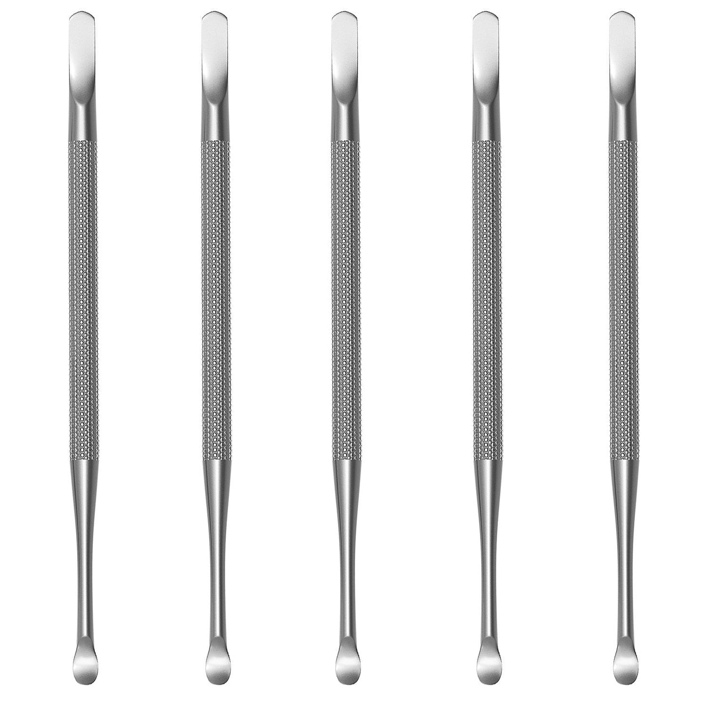 Professional Cuticle Pusher and Spoon Nail Cleaner | 5 Pack | Dual Sided Stainless Steel Pusher and Nail Cleaner | For Nail And Cuticle Care | by  Beauty Tools