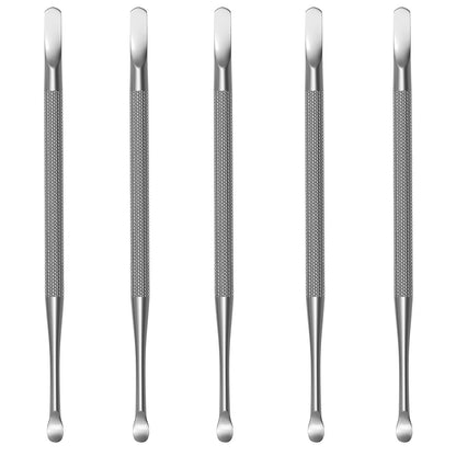 Professional Cuticle Pusher and Spoon Nail Cleaner | 5 Pack | Dual Sided Stainless Steel Pusher and Nail Cleaner | For Nail And Cuticle Care | by  Beauty Tools
