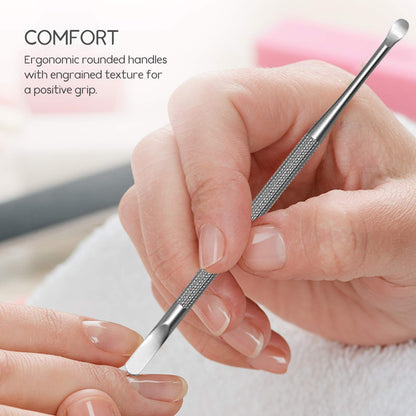 Professional Cuticle Pusher and Spoon Nail Cleaner | 5 Pack | Dual Sided Stainless Steel Pusher and Nail Cleaner | For Nail And Cuticle Care | by  Beauty Tools