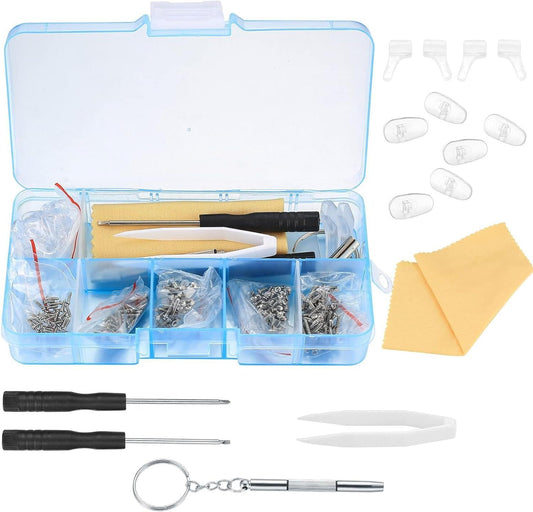 Eyeglasses Repair Kit, Sunglasses Repair Kit, Includes Glasses Screws and Screwdrivers, Glasses Nose Pads,Glasses Cloth, Tweezer, for Glasses, Sunglasses, Watch, Repair Kit - 500 Pcs.
