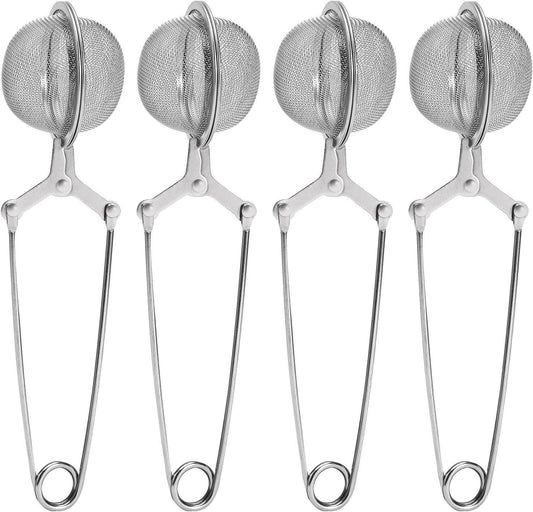 Tea Strainers for Loose Tea, 4 Pack Tea Infuser with Handle Fine Mesh Tea Ball Filter Tea Diffusers Steeper for Loose Leaf Tea, Spices, Seasonings.