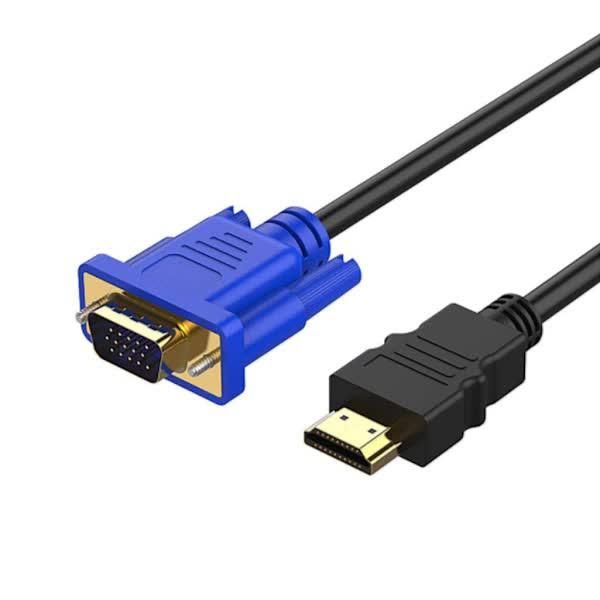 HDMI to VGA Cable 1.8m 1080P Full HD Support PC, Laptop, DVD, HD.