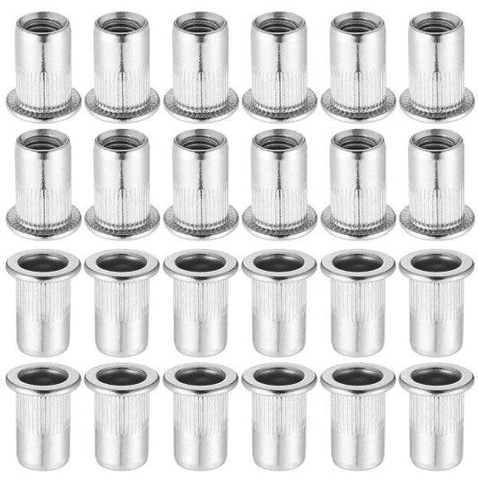 60pcs 304 Stainless Steel Rivet Nut M8 Flat Head Blind Nut Threaded Rivet Nut Rivet Nut for Threaded Insert Plys.
