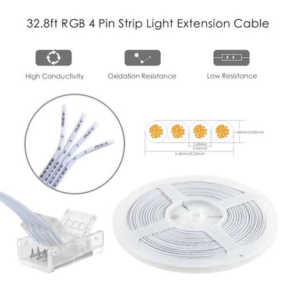 10mm RGB LED Strip Connector Kit 5-Pack with 10m Cable, Compatible with 5050 2835 LED Strip Lights, Includes Screwdriver
