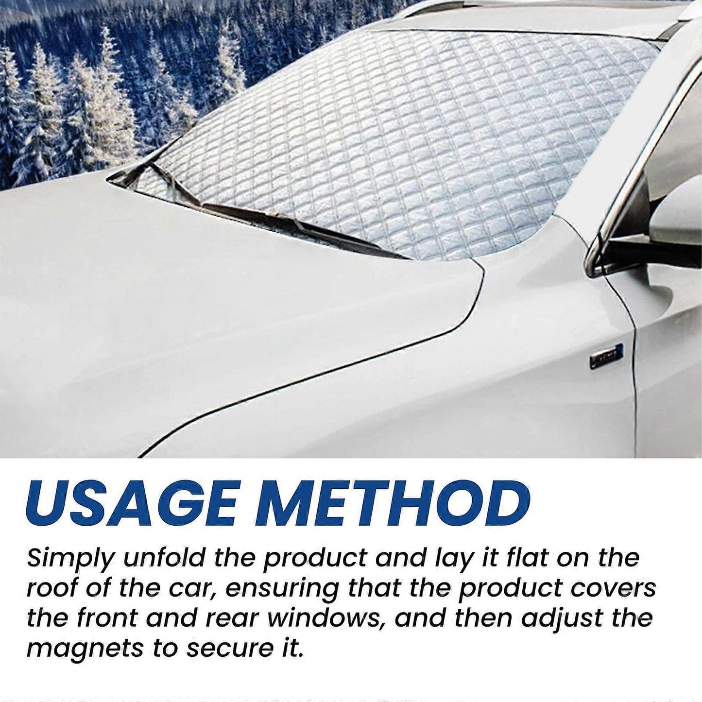 Vehicle Windshield Snow Cover with Magnetic Attachment 140x94cm Frost Ice UV Protection Easy Installation Fits Most Cars