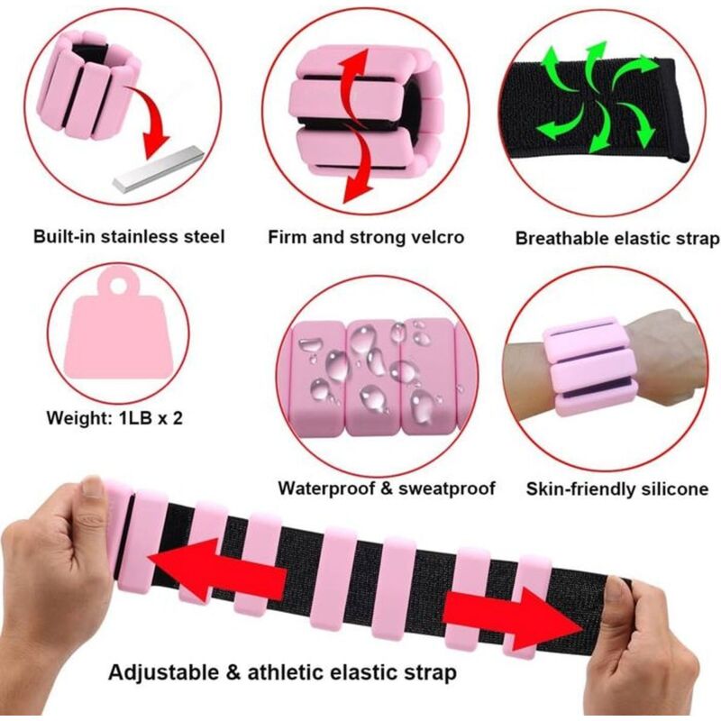 Adjustable Ankle Wrist Weights 900g 2 PCS for Training Walking Jogging Yoga Aerobics Pilates.