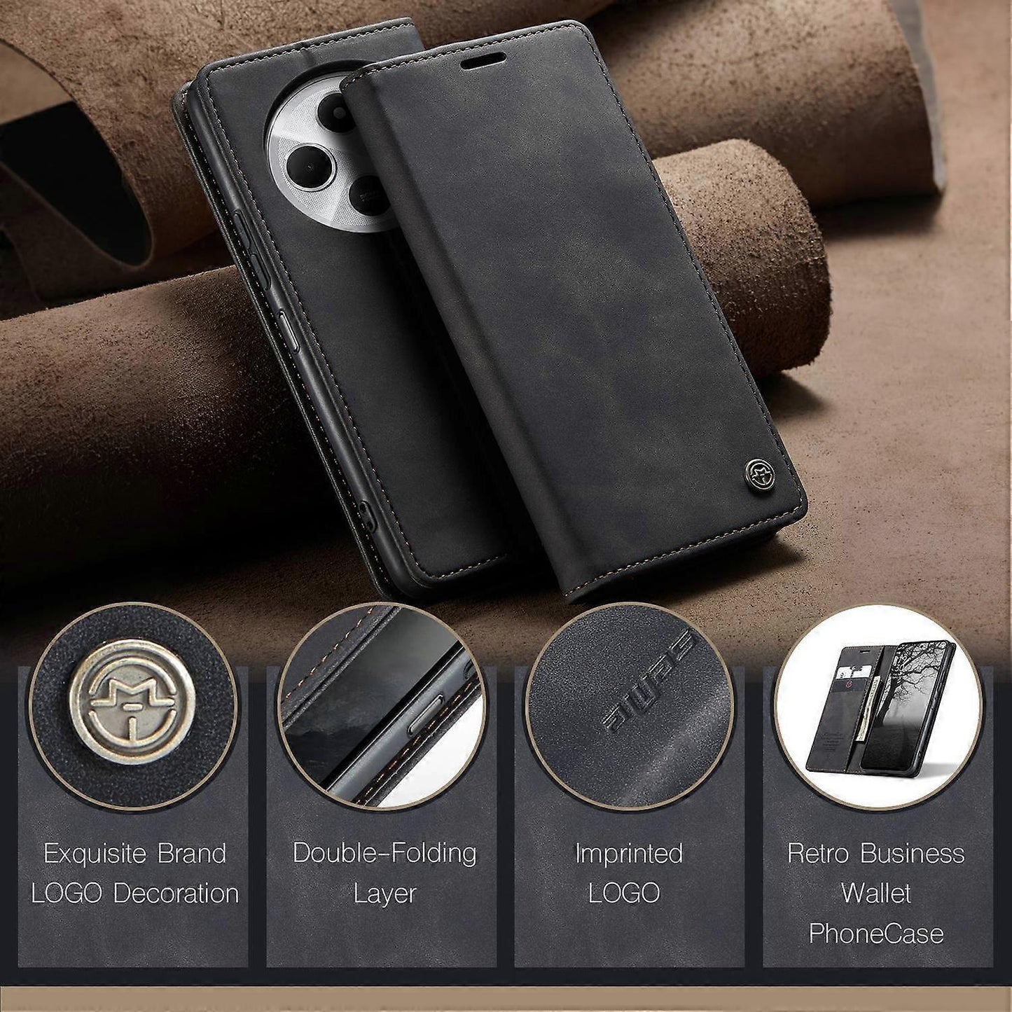 Xiaomi Redmi 14C Phone Case Leather Compatible with Xiaomi Card Holder Stand Multicolor Style CASEME 013 Series.