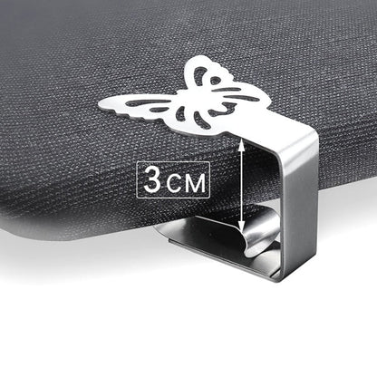 Butterfly-Shaped Cloth Clips / Cloth Holders, 4-pack Silver
