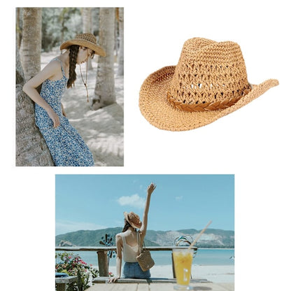 Cowboy Straw Hat Wide Brim Summer Sun Hat for Women and Men