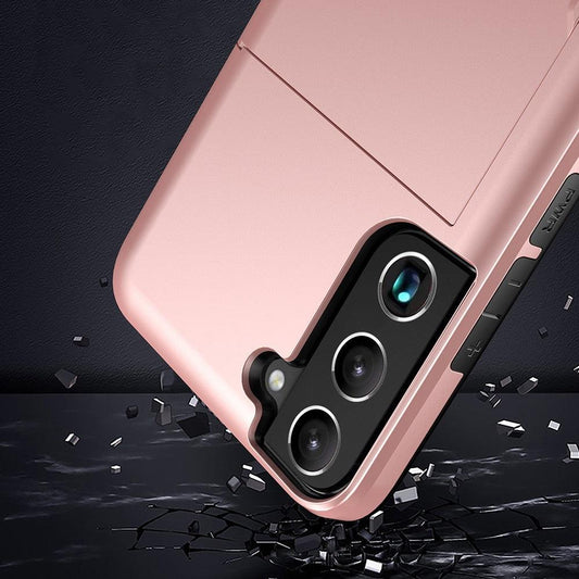 Compatible with Samsung Galaxy S22 Case with Card Slot Rose Gold.