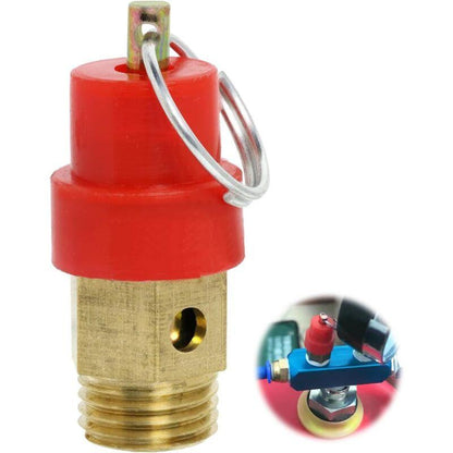 Air Compressor Safety Valve 115 PSI G1/4 Male Red Capsule 1pc Compatible with Various Brands.