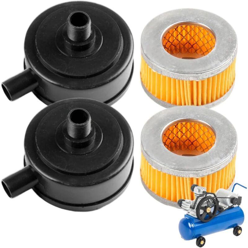 20mm Thread Air Compressor Intake Filter Muffler with Plastic Cover 2pcs for Pneumatic Tools.