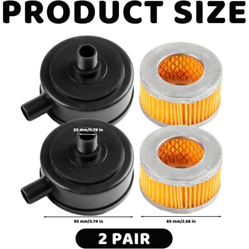 20mm Thread Air Compressor Intake Filter Muffler with Plastic Cover 2pcs for Pneumatic Tools.